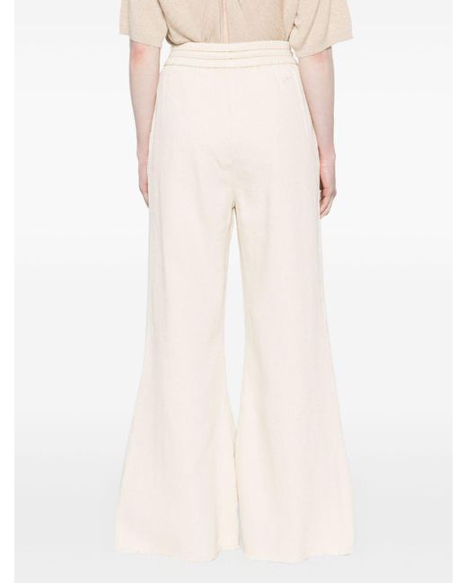Jacob Cohen Natural Drawstring-waist Flared Twill Trousers