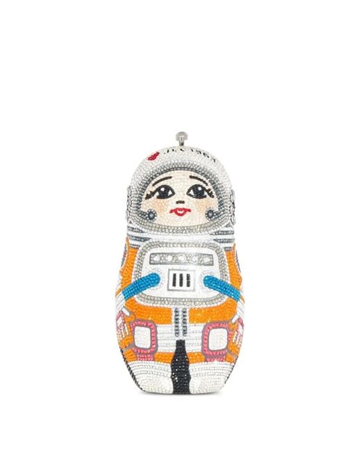 Judith Leiber White Astronaut Crystal-Embellished Clutch Bag