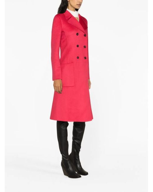 Lanvin Red Double-Breasted Cashmere Coat
