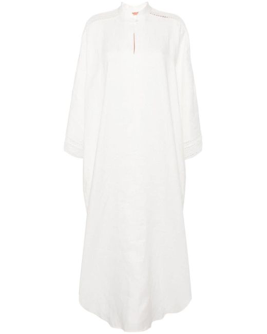 Ermanno Scervino Linnen Maxi-jurk Met Kanten Vlak in het White