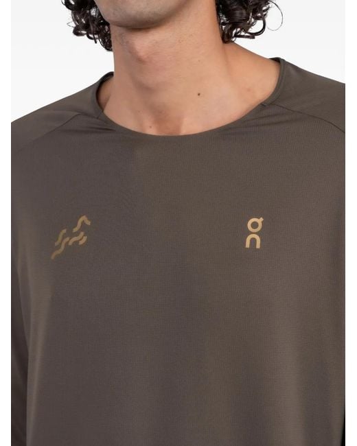On Shoes Gray Year Of The Horse Lg-Sleeve Performance T-Shirt for men