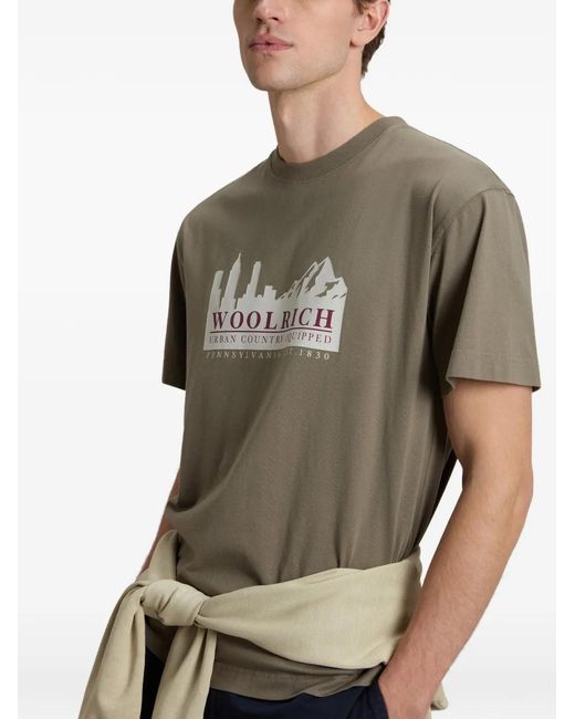 Woolrich Gray Printed Logo T-Shirt for men