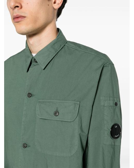 C P Company Green Lens-detail Cotton Shirt for men