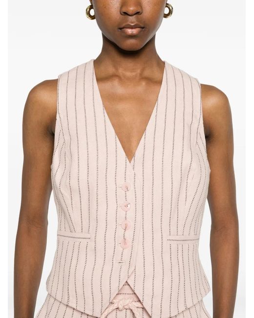 Zimmermann Pink Alchemy Striped Buttoned Waistcoat