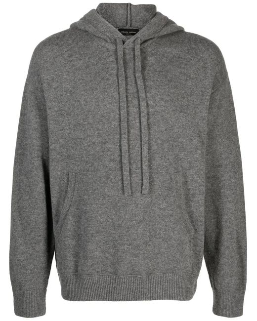 Roberto Collina Gray Mélange-Effect Merino-Blend Knitted Hoodie for men