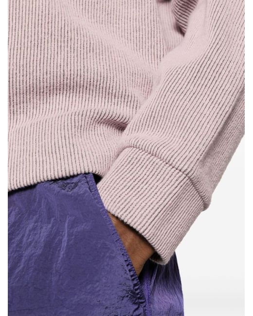 Stone Island Pink Crew-Neck Ribbed-Knit Sweatshirt for men