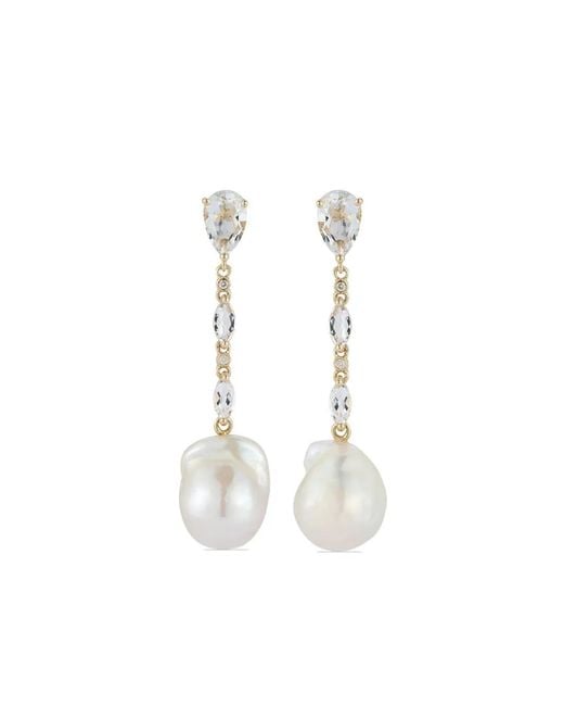 Mateo White 14Kt- Diamond And Pearl Drop Earrings
