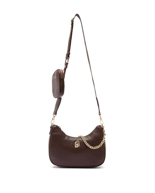 Liu Jo White Small Chain-Embellished Crescent Shoulder Bag