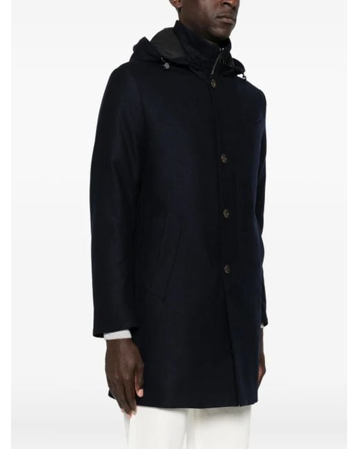 Montecore Blue Hooded Buttoned Coat for men
