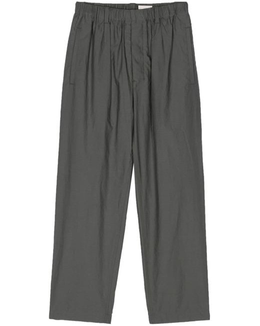 Lemaire Gray Poplin Straight Leg Trousers - Unisex - Cotton/silk