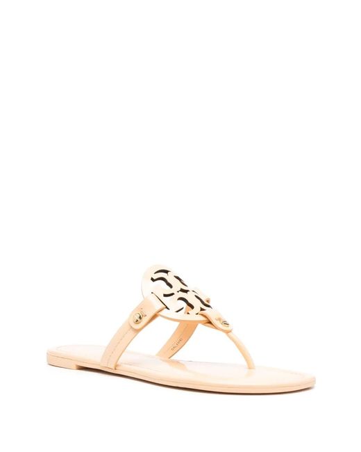 Tory Burch Natural 'Miller' Thong Sandal With Tonal Logo