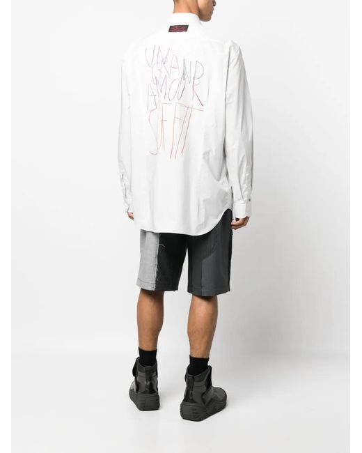 Raf Simons White Slogan-Print Button-Up Shirt for men
