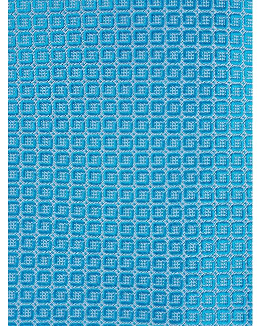 Kiton Blue Geometric-Pattern Silk Tie for men
