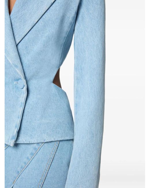 Nina Ricci Blue Cut Out-Detail Denim Blazer