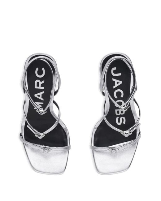 Marc Jacobs White The Metallic Leather Daisy Strap Sandals
