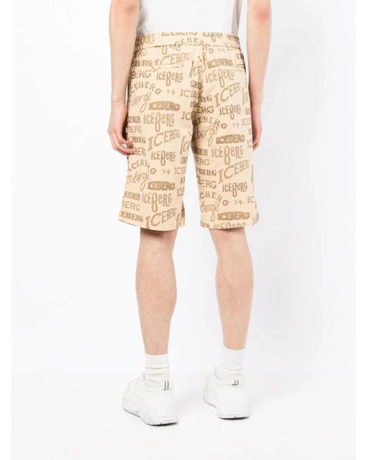 Iceberg Natural Logo-Print Deck Shorts for men