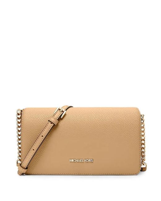 Michael Kors Natural Medium Jet Set Travel Leather Cross Body Bag