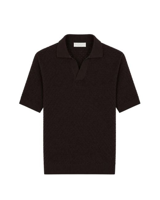 LUIGI GENTILE Black Open-Knit Short-Sleeve T-Shirt for men