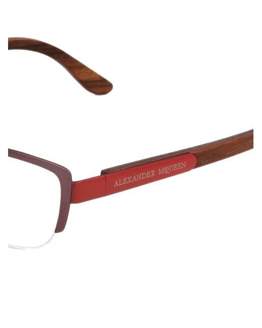 McQueen Red Rectangle-Frame Glasses