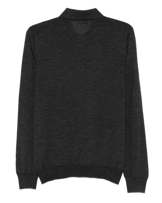Barba Napoli Black Long-Sleeve Polo Shirt for men