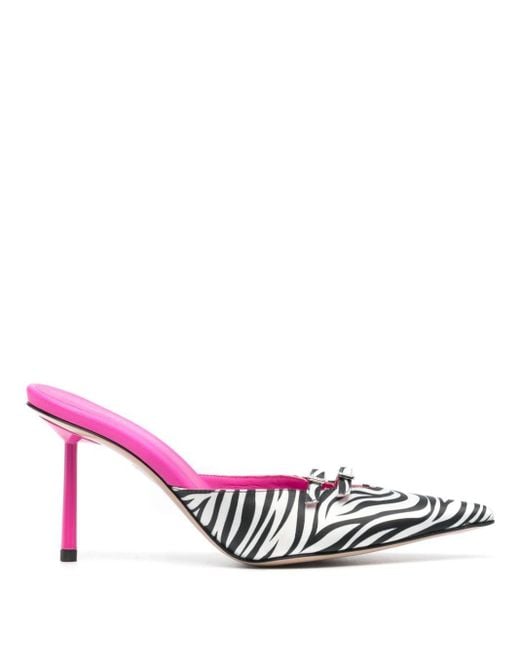 Le Silla Pink Zebra-print Satin Mules