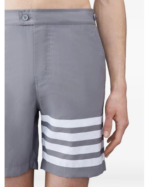 Thom Browne Blue Swim Tech 4-Bar Deck Shorts for men