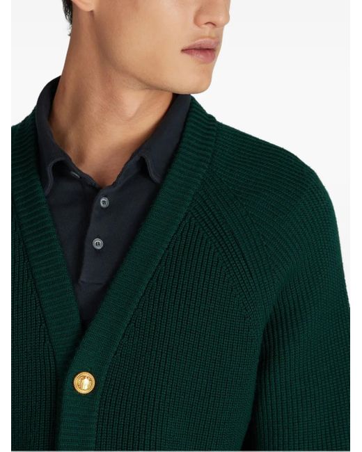 Zanone Green V-Neck Button Cardigan for men