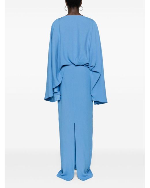 ‎Taller Marmo Blue Eolia Crepe Cady Gown
