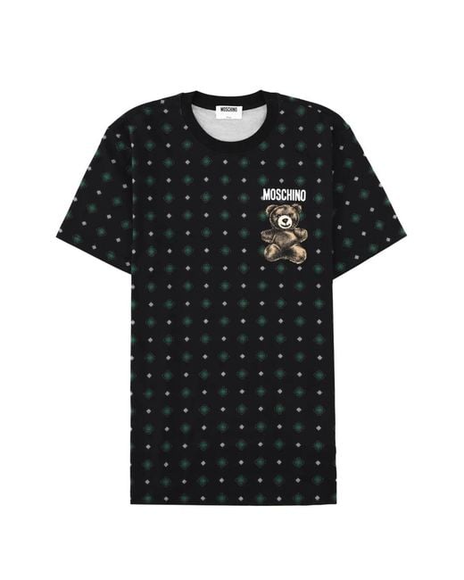 Moschino Black Polo Bear Pattern T-Shirt for men