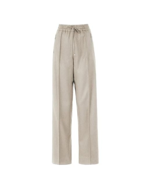 D.exterior Natural Drawstring-Fastening Panelled Trousers
