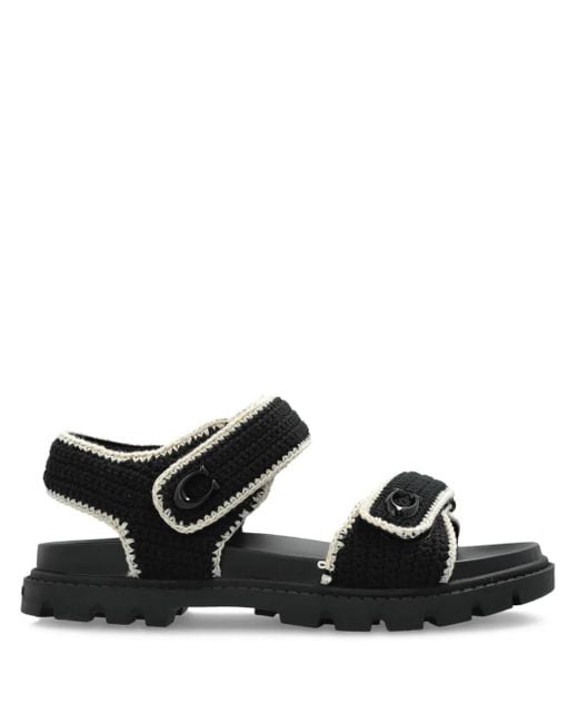 COACH Brynn Gehaakte Sandalen Met Dubbele Bandjes in het Black
