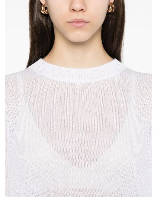 Brunello Cucinelli White Sequined Sweater