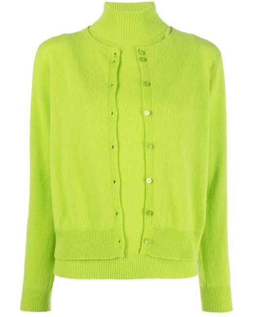 Vanisé Green Button-Up Knitted Cardigan Set