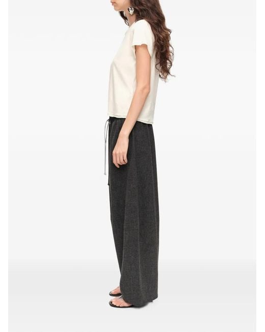 Bimba Y Lola Black Dark Melange Fluid Corduroy Barrel Leg Trousers