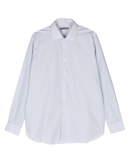 Corneliani White Checked Cotton Shirt for men