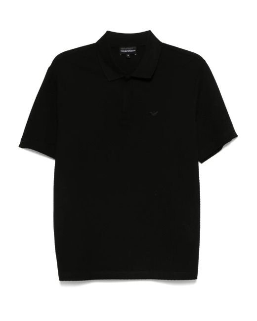 Emporio Armani Black Cotton Polo Shirt for men