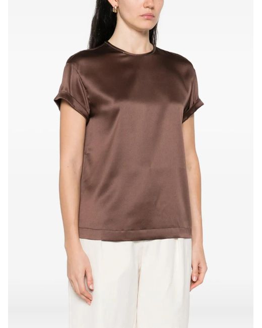 Brunello Cucinelli Brown Blouse With Crystal Embellishments