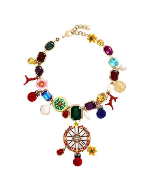 Dolce & Gabbana White Carreto Wheel Necklace