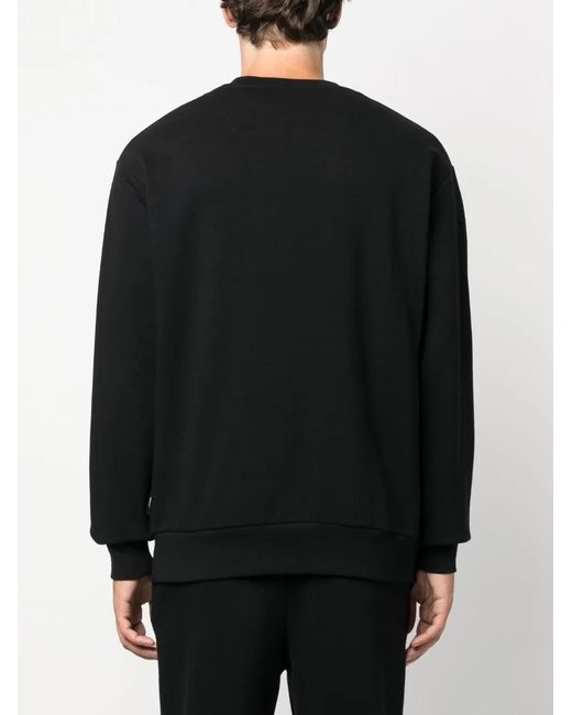 Philipp Plein Black Logo-Patch Cotton Sweatshirt for men