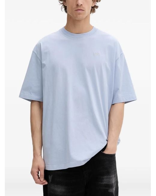 DIESEL Blue Graphic-Print Embroidered-Logo T-Shirt for men