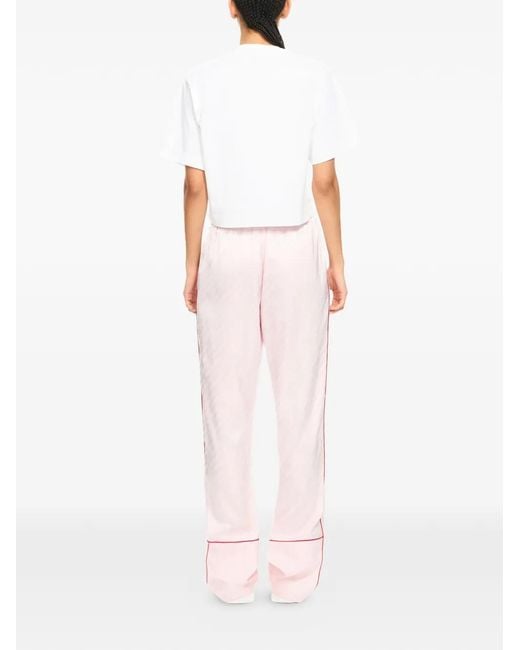 Off-White c/o Virgil Abloh Pink Jacquard Satin Pajama Trousers