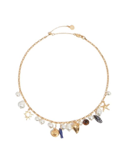 Bimba Y Lola Metallic Faux-Pearl Charm Necklace