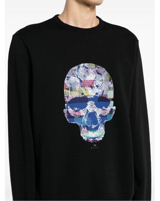 PS by Paul Smith Black Skull-print Organic Cotton Sweatshirt for men