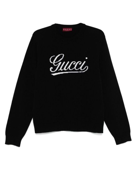 Gucci Black Logo-Intarsia Knit Sweater for men