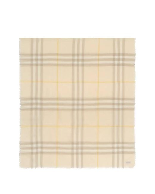 Burberry Natural Wide Check Wool Scarf