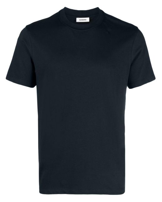 Sandro Black Logo-embroidered Cotton T-shirt for men