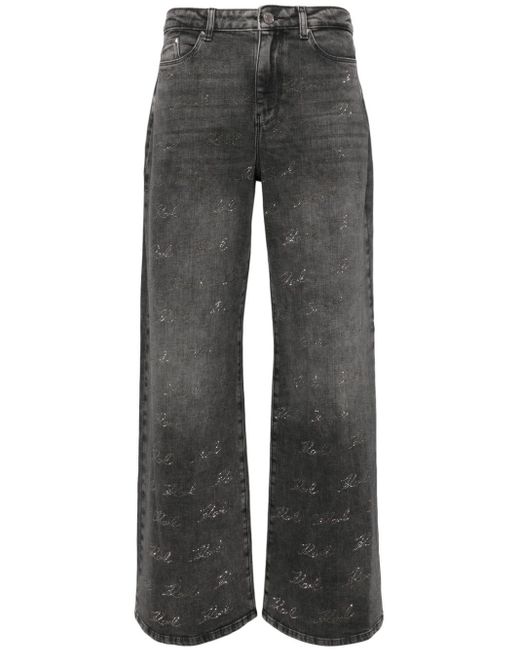 Karl Lagerfeld Gray Sparkle Wide-leg Jeans