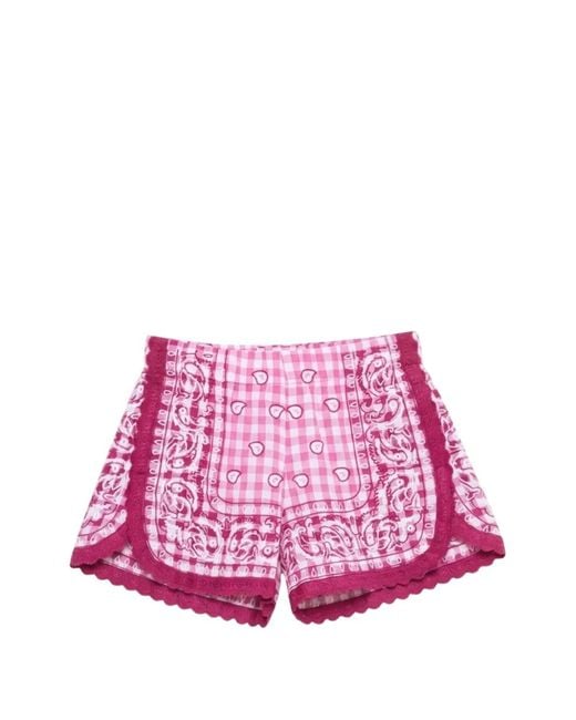 ORSINA Pink Gingham Paisley-Print Shorts