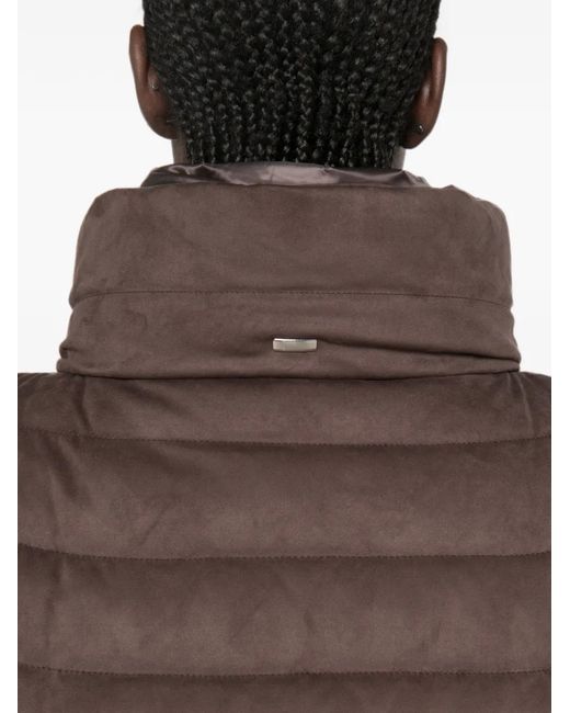 Herno Brown Quilted Suede-Effect Jacket
