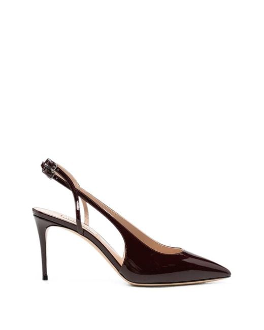 Casadei Brown Patent-Finish Slingback Pumps